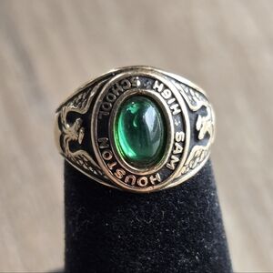 VTG 60s Spies Brothers Classmate Emerald Cabochon Gold Filled Class Ring Stamped